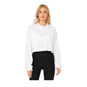 ALO Yoga White Long Sleeve Crop Top